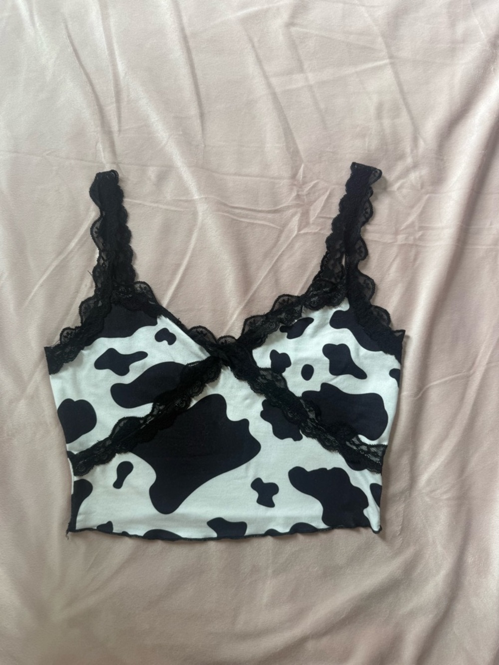 Lace cow print tank